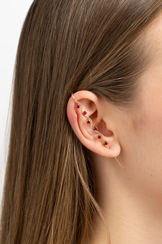 Rubies Ear Pin 18K Gold