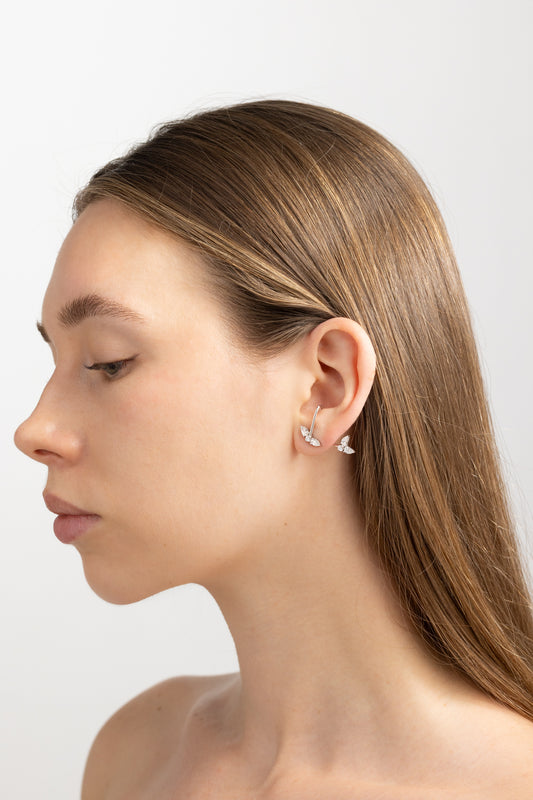 Diamond Short Ear Pin 18K Gold