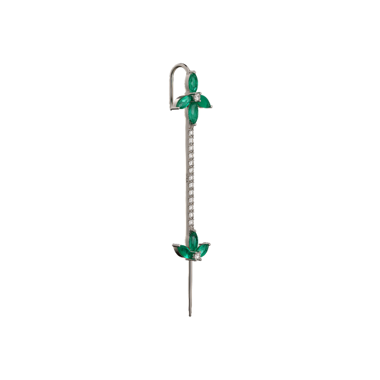 Emarald & Diamond Ear Pin 18k Gold