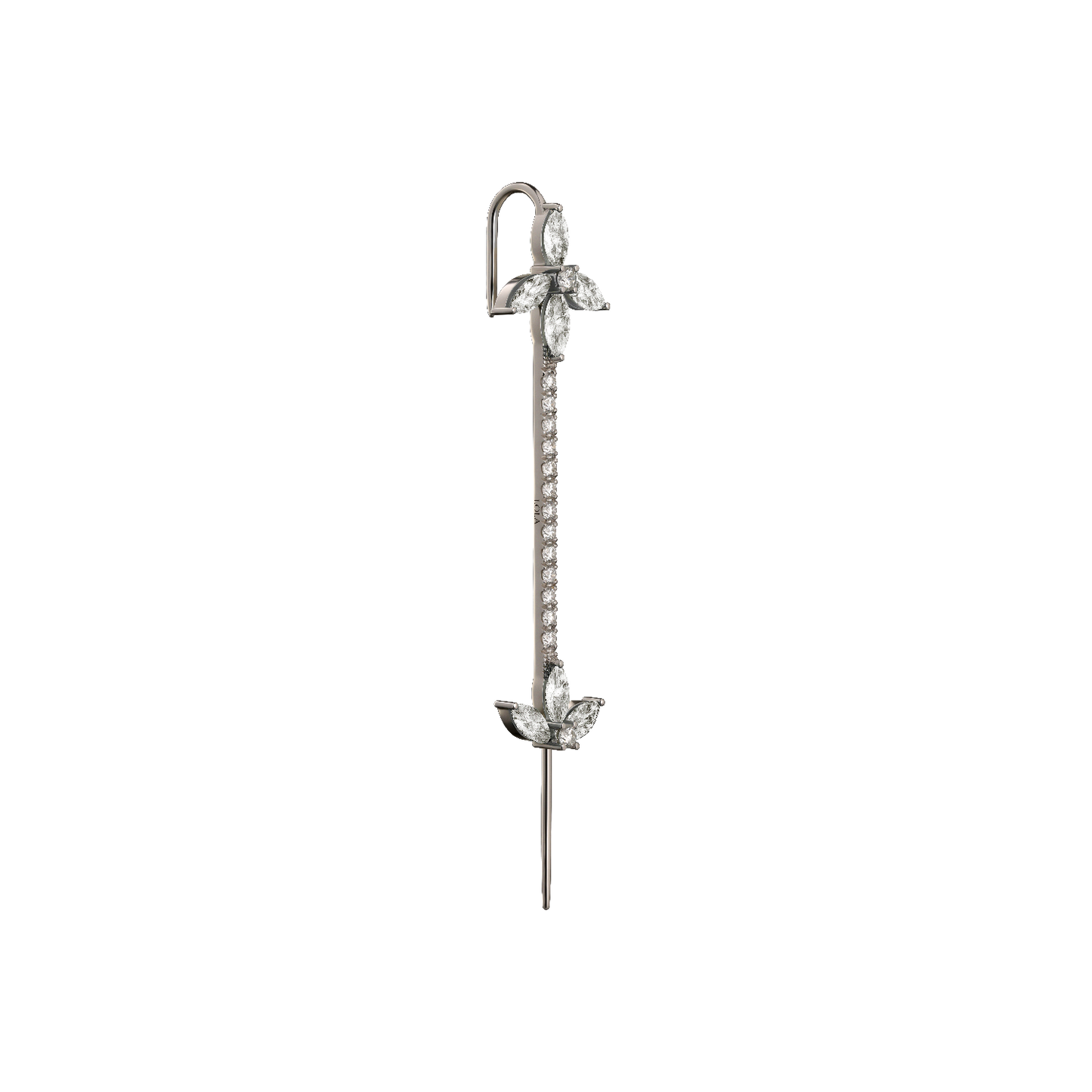Emarald & Diamond Ear Pin 18k Gold