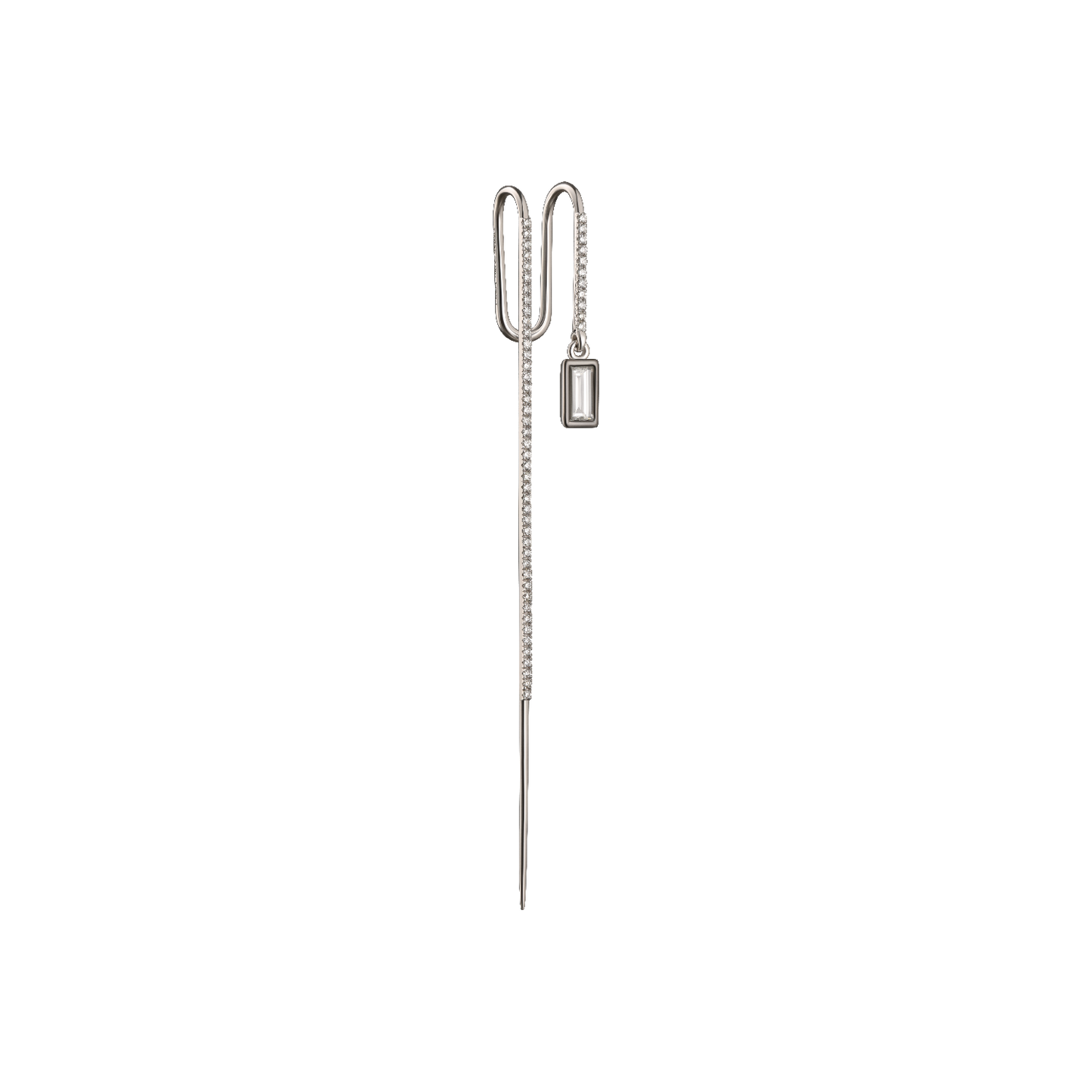 Diamond Baguette Ear Pin 18K Gold