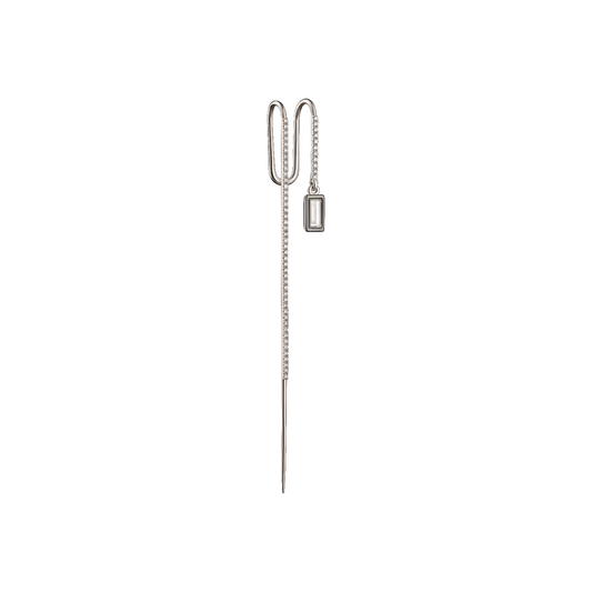 Diamond Baguette Ear Pin 18K Gold