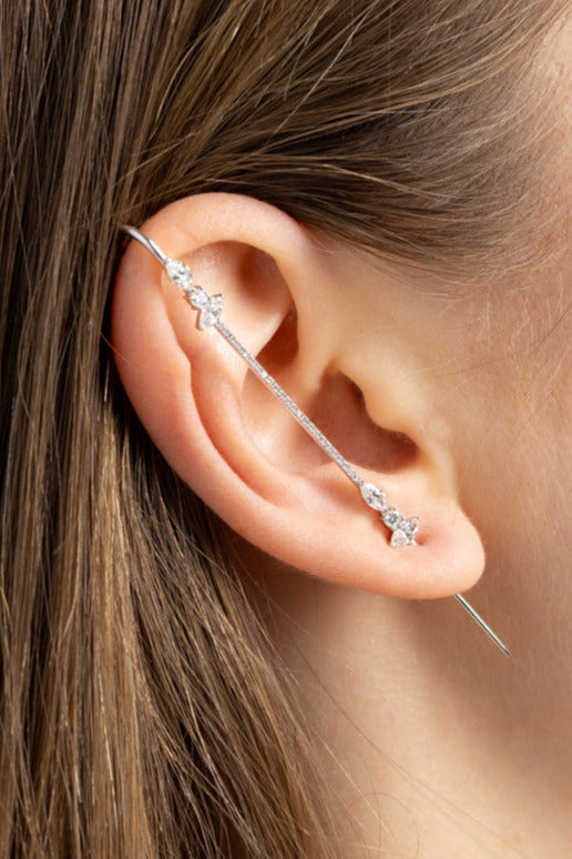 Diamond Marquise Ear Pin 18K Gold