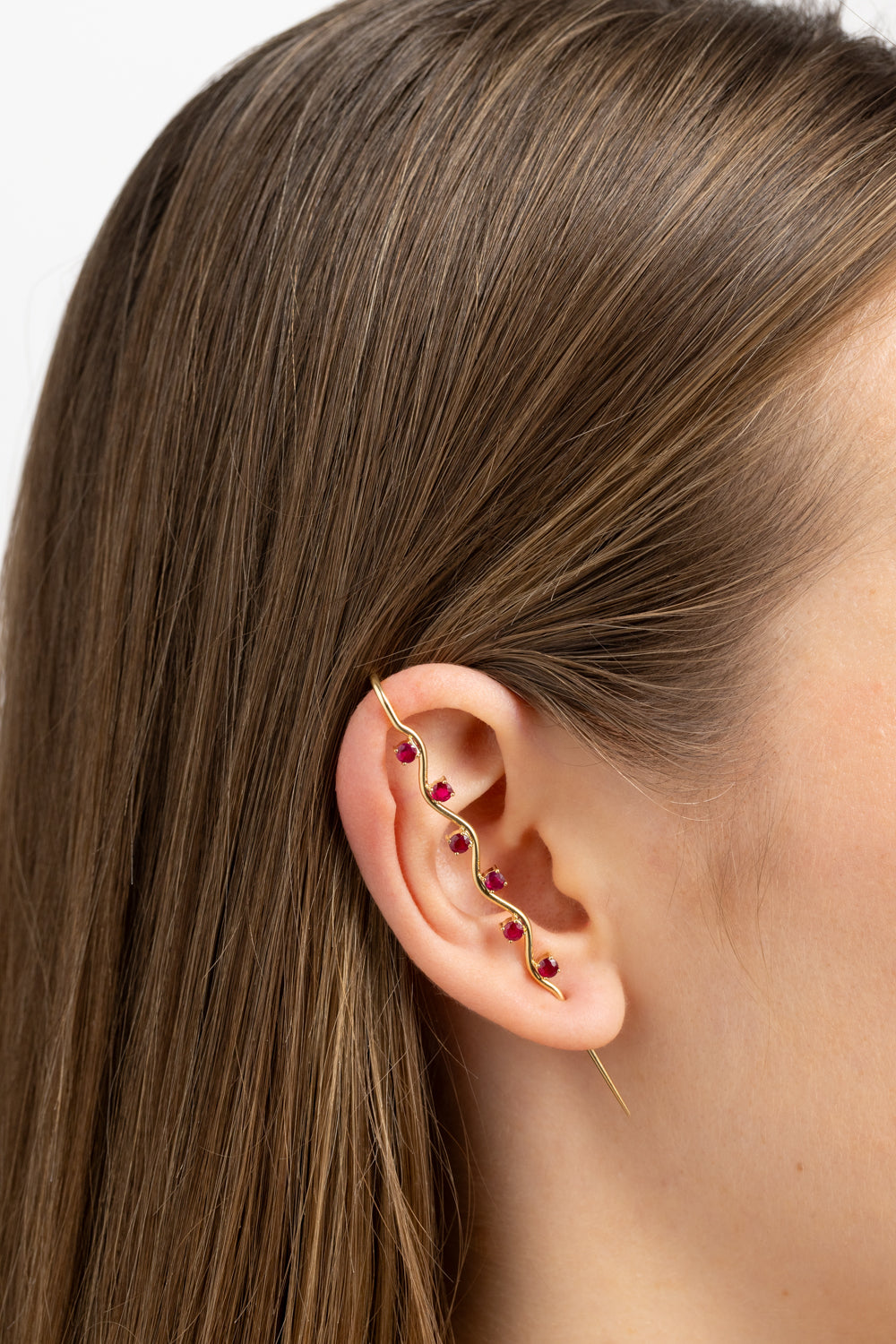 Rubies Ear Pin 18K Gold