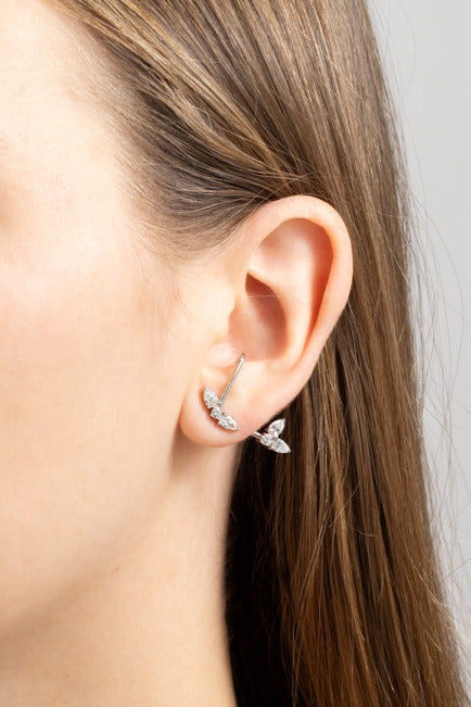 Diamond Short Ear Pin 18K Gold