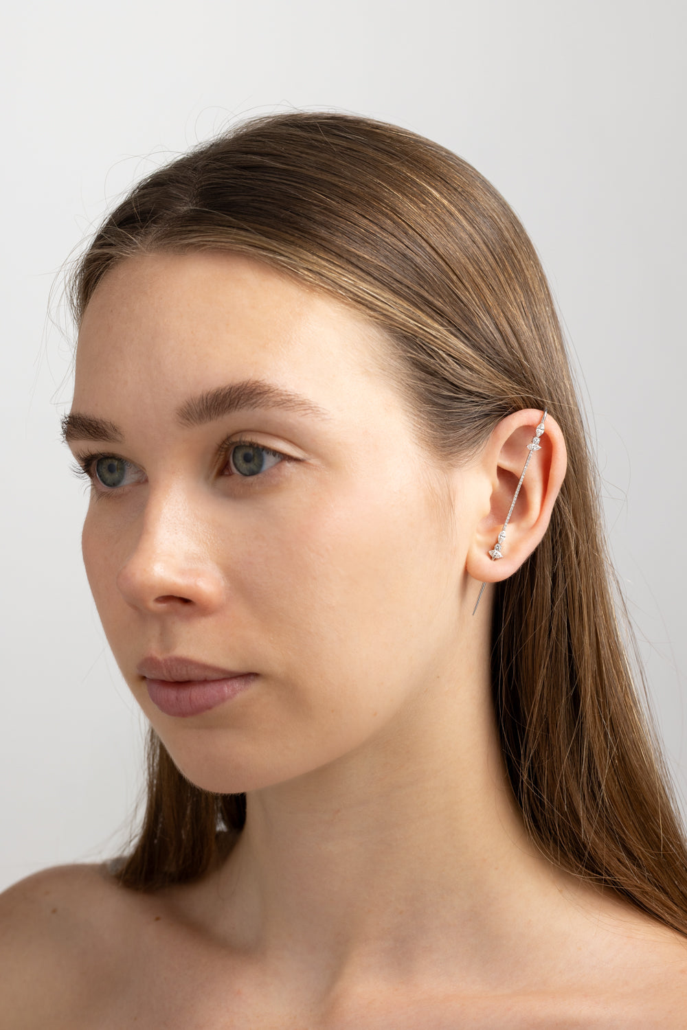 Diamond Marquise Ear Pin 18K Gold
