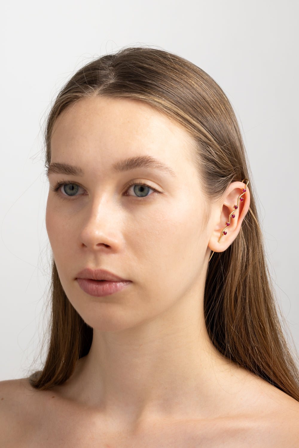 Rubies Ear Pin 18K Gold